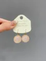 Spring dopamine pink round marble dangle earrings sweet minimalist Korean style jewelry for women - Light Pink
