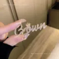 Exquisite rhinestone crown letter brooch for women, sparkling crystal anti-glare pin accessory. - Letter G Brooch / Gold