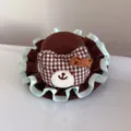 Japanese lolita brown checkered bear mini hat cute hair accessory for women sweet style - Small Bear Style (EA1852) / 10cm