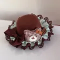 Chocolate brown Lolita mini hat with cute grid bear and chocolate accessory, perfect style. - Large Bear Style (EA1853) / 13cm