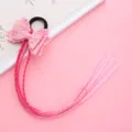 Coletero con lazo de purpurina rosa y extensiones de peluca trenzada colorida para niños - Rojo Rosa