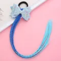 Coleta de pelo peluca colorida para niñas con lazo brillante y trenzas degradadas. - 1# Azul