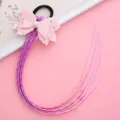 Coleta de peluca infantil de colores con lazo brillante y trenzas para niñas bonitas. - 2# Rosa