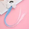 Children colorful wig braid hair tie glitter bow headband cute princess hair accessories for girls - 5# White