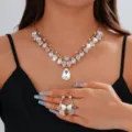 Set Collana Orecchini Goccia Strass Oro Gioiello Sposa Moda Accessorio Donna - Stile Oro (060)