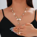 Oro Strass Goccia Collana Orecchini Gioielli Set Sposa Festa Matrimonio Accessori - Stile Oro (064)