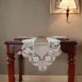 American light luxury lace table runner, flannel floral embroidered dining table decor. - 40X150cm / Coffee