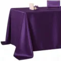 Purple satin rectangular tablecloth for wedding party table decor, smooth glossy table cover. - 145x145 cm / Deep purple