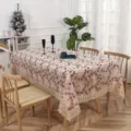 Embroidered lace tablecloth detail view pastoral style dining table decor fabric elegant mesh runner - 100*150 cm / Coffee Red - Coin Flower