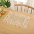 Exquisite beige lace embroidered table mat, rectangular heat-insulating placemat for dining room. - 30*45 cm / Apricot