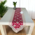 American country lace table runner with floral embroidery for dining decor and home table. - 40*90 cm / Rose + Burgundy