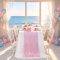 Rosa Pailletten Tischläufer für Hochzeit Geburtstag Party Esstisch Dekoration Detailansicht - 30x180cm / Hellrosa