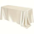 Rectangular Satin Tablecloth Glossy Silk Table Cover for Wedding Banquet Event Party Decoration - 145x145 cm / Off White