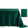 Dark green satin rectangle tablecloth, glossy silk wedding party dining table cover decor. - Dark Green