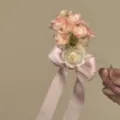 Chic pink floral hair clip with long ribbon bow, aesthetic sweet side clip for women daily wear - Flower Bow Ribbon Hair Clip / 1 Piece / Pink