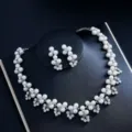 Braut Perlen Strass Halskette Ohrringe Set Hochzeit Schmuck Variante weiß silber - d446 Silber