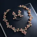 Europäischer und amerikanischer Luxus Champagner Perle Zirkon Braut Hochzeit Schmuck Set - d302 Champagner