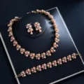 Luxus Perlen Strass Schmuck Set Halskette Ohrringe Armband fuer Damen Hochzeit Party. - d496 Champagner