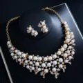Luxus goldfarbene mehrlagige Perlen Strass Braut Halskette Ohrringe Schmuckset fur Frauen - Gold Mehrlagiges Set