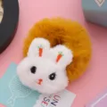 Elastico per capelli in peluche con coniglio carino e ricamo carota, morbido accessorio. - Elastico per capelli coniglietto / Curcuma