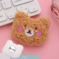 Cute plush bear brooch with pink blush and embroidery, fluffy clothing accessory. - Yellow Bear Brooch Pin