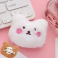 Cute white plush bear brooch pin fluffy blush animal hair clip DIY bag clothing accessories - White Bear Brooch Pin Hair Clip Dual Use