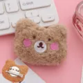 Cute plush bear brooch hair clip with pink blush, sweet accessory for bags clothes. - Khaki Bear Brooch Pin Hair Clip Dual Use