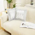 Detailed view of European luxury lace embroidered cushion cover, elegant decorative pillow. - Style 4 / Pillowcase Only (Without Insert)