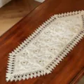 Vintage lace table runner with intricate floral embroidery and exquisite hollow edge detail. - Gold Plum Blossom / 40x90cm