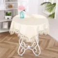 Elegant beige lace round tablecloth for home coffee table and dining room decor nice style - 60*60cm / Style 2