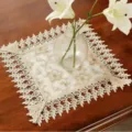 Beige vintage hollow lace table runner, elegant floral embroidery for home and dining table decor. - Gold Plum Blossom / 40x40cm