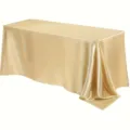 Rectangle satin tablecloth champagne gold wedding banquet dining table decor fabric cover - Champagne
