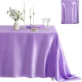 Purple Satin Tablecloth Rectangular Party Wedding Banquet Home Decor Table Cover - 145x145 cm / Violet