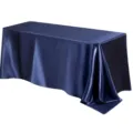 Dark Blue Satin Tablecloth Rectangular Silk Table Cover for Wedding Party Banquet Decor - Navy Blue