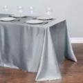 Silver satin rectangular tablecloth for wedding party banquet dining table home decor shiny - Light Gray