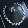 Silber Strass Perle Halskette Ohrringe Set Braut Hochzeit Bankett Schmuck Geschenk - Silbernes S Künstliche Perle Set
