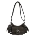 Sac à main marron vintage multi-poches pour femme, élégant sac bandoulière avec cadenas. - Vert Avec Pendentif
