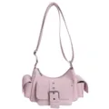 Sac porté épaule rose à poches multiples, sac bandoulière stylé pour femmes quotidien. - Rose Sans Pendentif
