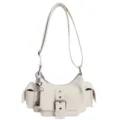 Tendance sac à bandoulière blanc multi-poches style Y2K avec boucle et pendentif cœur. - Blanc + Pendentif