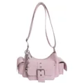 Sac à bandoulière rose, sac croisé multipoches, sac à main élégant pour femme au quotidien. - Rose Avec Pendentif