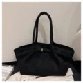 Μαύρη μεγάλη σουέτ τσάντα tote, κομψή casual τσάντα ώμου για γυναίκες καθημερινά. - Χωρίς μενταγιόν / Μαύρο