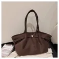 Brown suede tote bag large capacity shoulder bag retro casual daily commuting handbag for women - No Pendant / Coffee (Tiger Eye Texture)