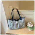 Μεγάλη κορεατική τσάντα ώμου tote, casual τσάντα εργασίας με μοντέρνο και κομψό σχεδιασμό. - Χωρίς μενταγιόν / Μπλε και Βασιλικό Μπλε