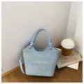 Chic μπλε τσάντα χειρός bucket γυναικεία κομψή casual τσάντα ώμου τσάντα μεταφοράς - Χωρίς μενταγιόν / Μπλε