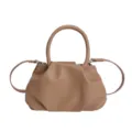 Khaki Pleated Cloud Bag, Stylish PU Leather Women Handbag, Casual Chic Shoulder Crossbody Bag - No Pendant / Khaki