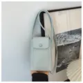 Soft leather crossbody phone bag for women, trendy vertical shoulder bag for daily use. - Blue