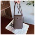 Brown PU leather crossbody phone bag mini shoulder bag for women daily casual use - Coffee