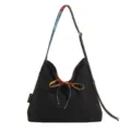 Αναστρέψιμη υφασμάτινη τσάντα tote μποχέμ, casual τσάντα ώμου με πολύχρωμο λουράκι. - Στυλ 1 Πίσω