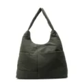 Green quilted shoulder bag, soft puffer hobo handbag, casual large capacity everyday tote. - Green