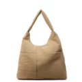 Casual khaki quilted shoulder bag for women, large capacity soft puffer hobo daily handbag - Khaki